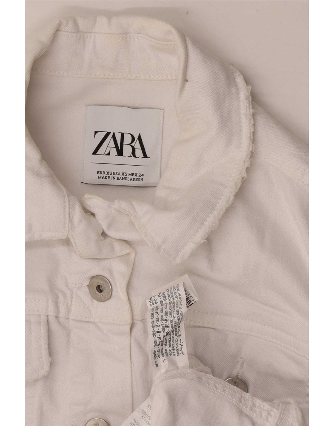 Zara Dame denimjakke UK 6 XS Hvid Bomuld