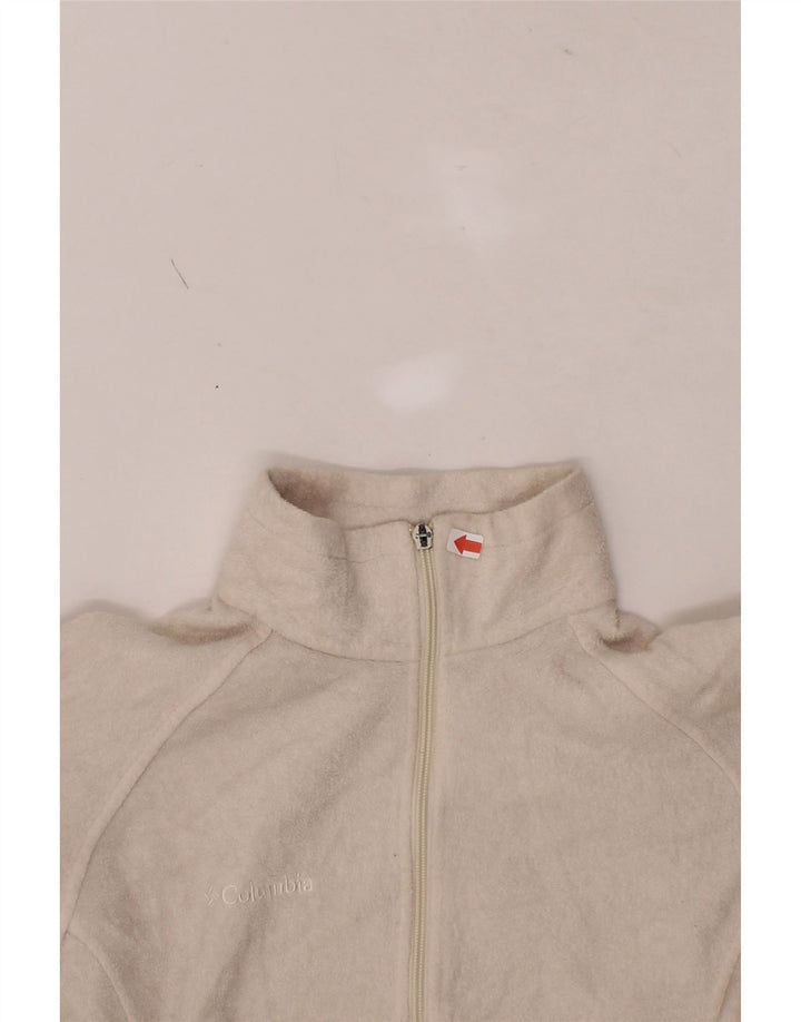COLUMBIA Womens Fleece Jacket UK 14 Medium White Polyester Vintage Columbia and Second-Hand Columbia from Messina Hembry 