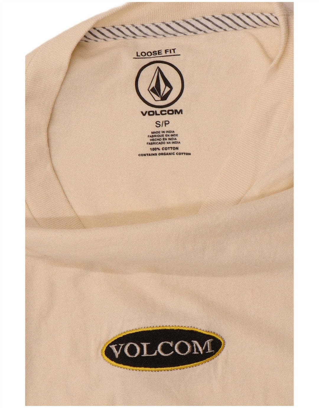 VOLCOM Herre Loose Fit T-Shirt Top Small Off White Bomuld