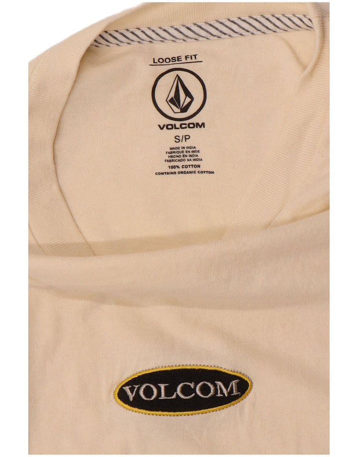 VOLCOM Herre Loose Fit T-Shirt Top Small Off White Bomuld