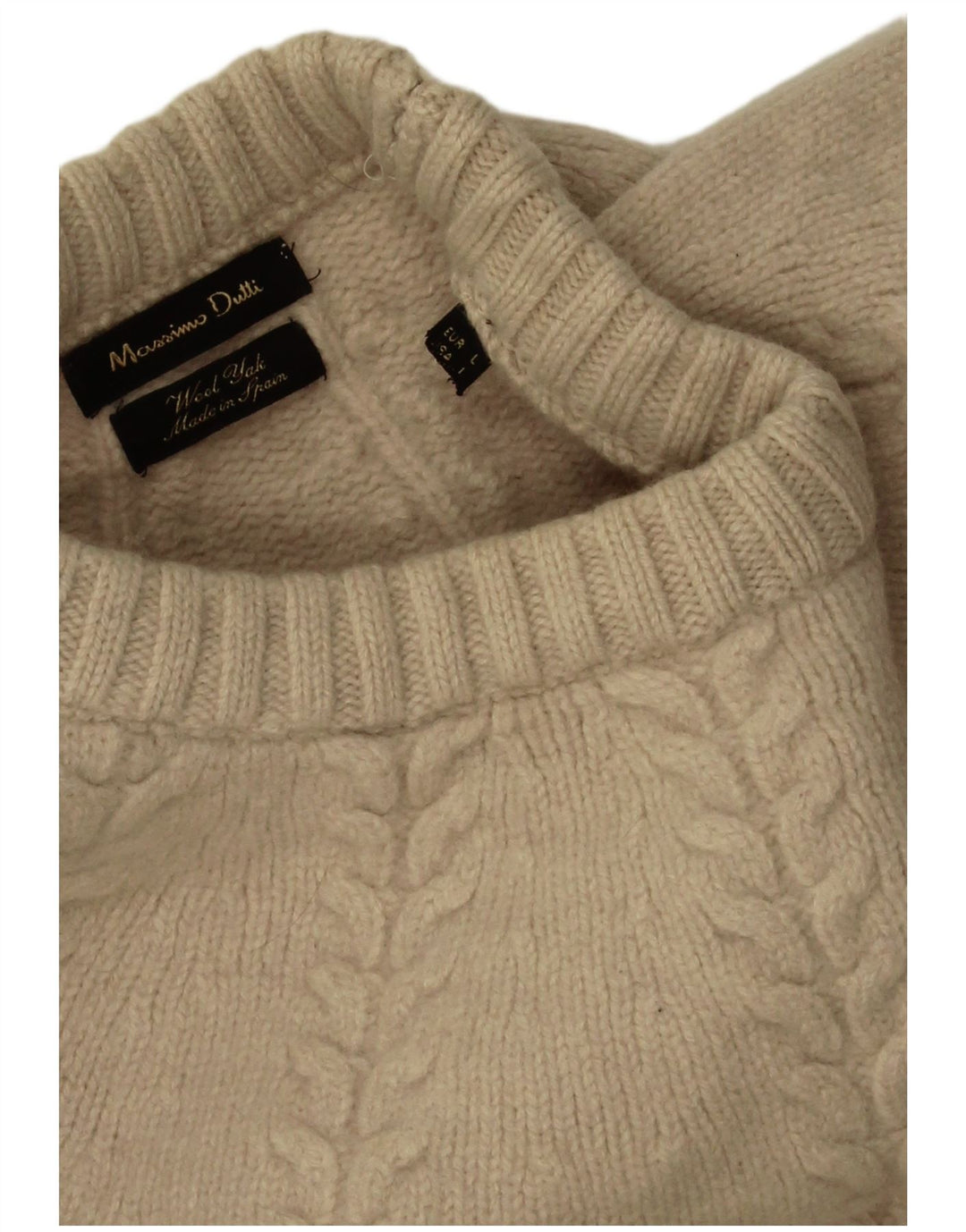 Massimo Dutti Herre Crew Neck Jumper Sweater Stor Beige Uld
