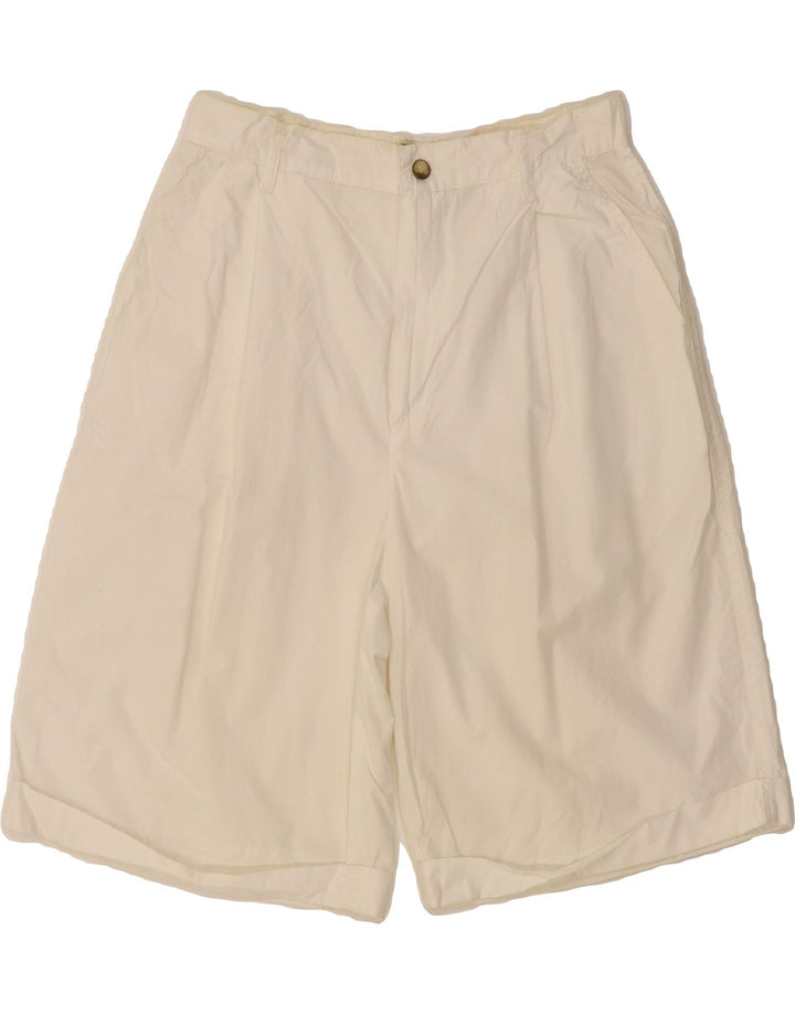 SISLEY Womens High Waist Bermuda Shorts W30 Medium White Cotton Vintage Sisley and Second-Hand Sisley from Messina Hembry 