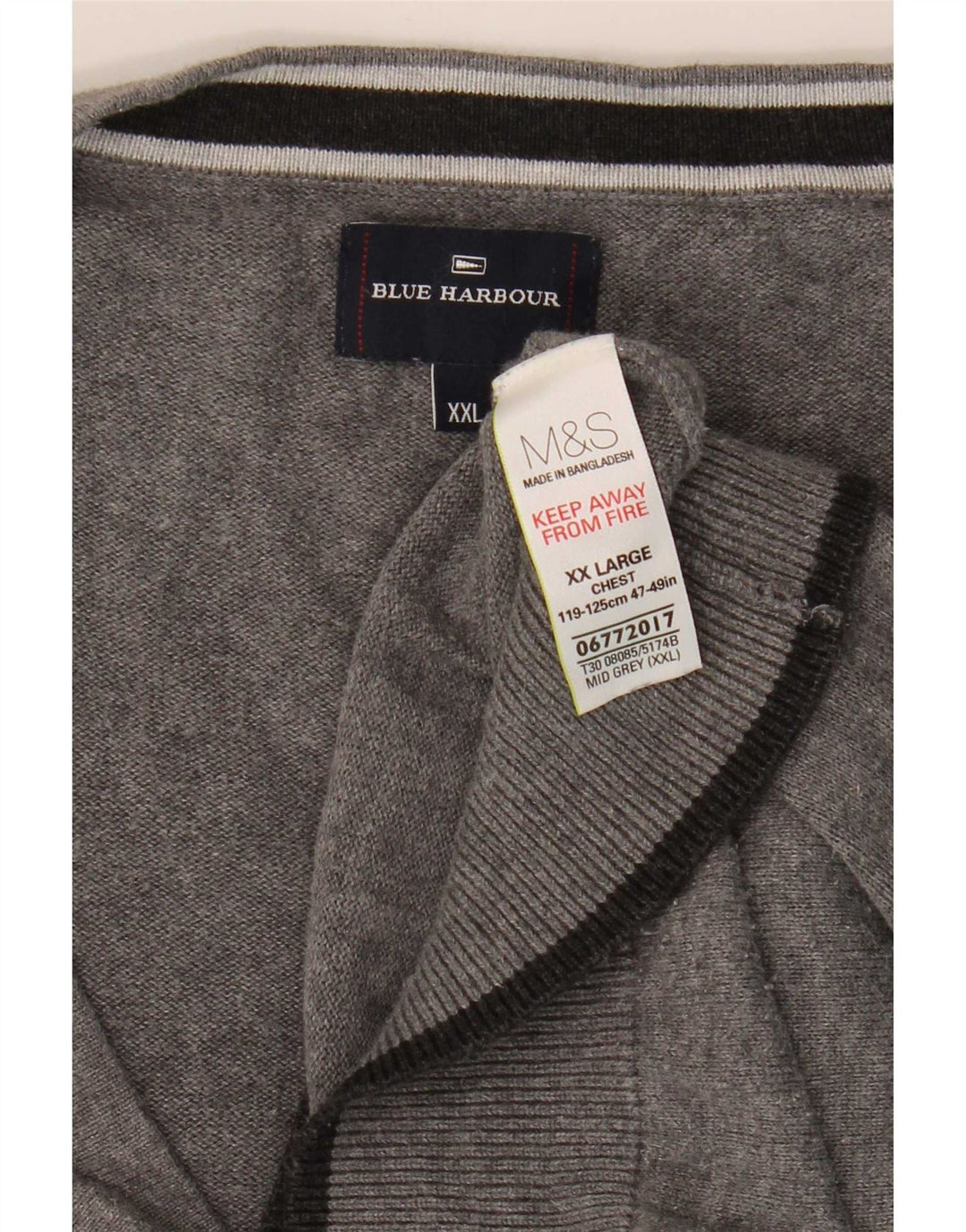 Marks & Spencer Herre Blue Harbor Cardigan Sweater 2XL Grå Flecked Bomuld