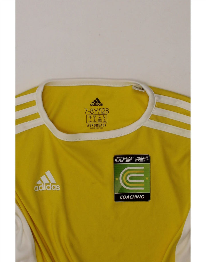 ADIDAS Boys Graphic T-Shirt Top 7-8 Years Yellow Colourblock Polyester Vintage Adidas and Second-Hand Adidas from Messina Hembry 
