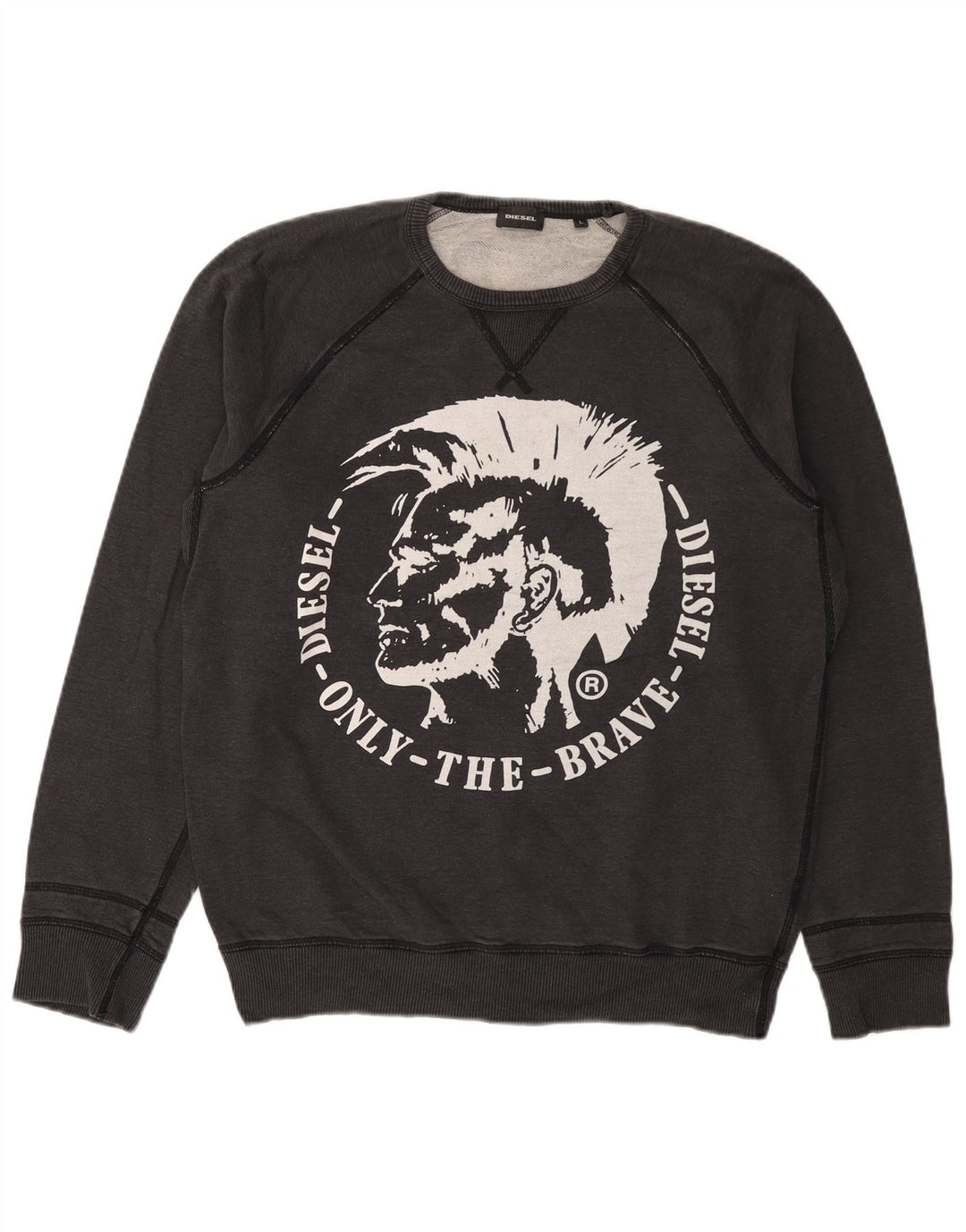 DIESEL Herre Grafisk Sweatshirt Jumper Stor Grå Bomuld