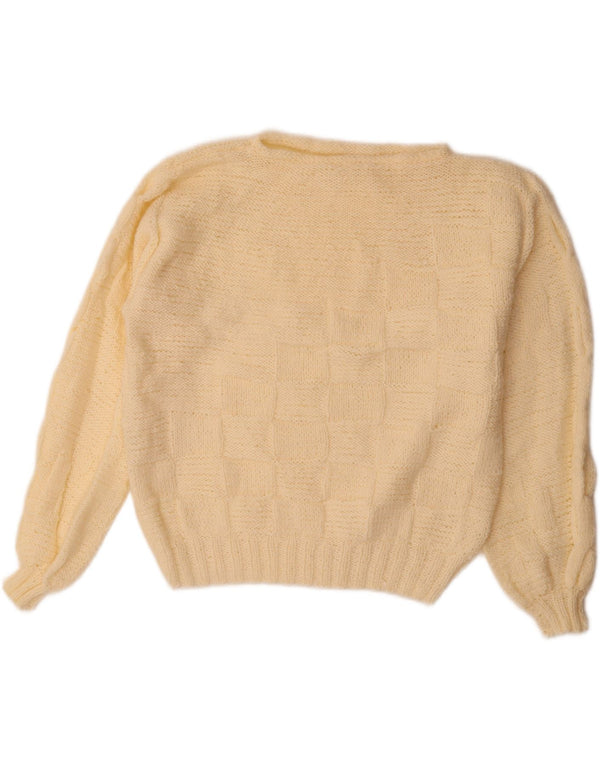 Vintage Dame Oversized Boat Neck Jumper Sweater UK 18 XL Off White