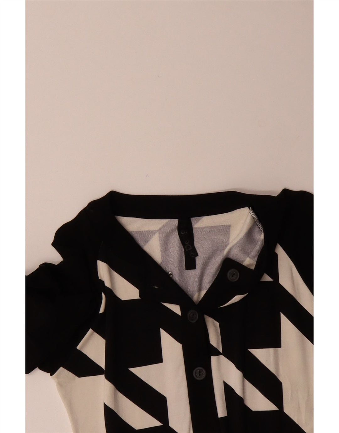 DESIGUAL Womens 3/4 Sleeve Shift Dress UK 10 Small Black Geometric