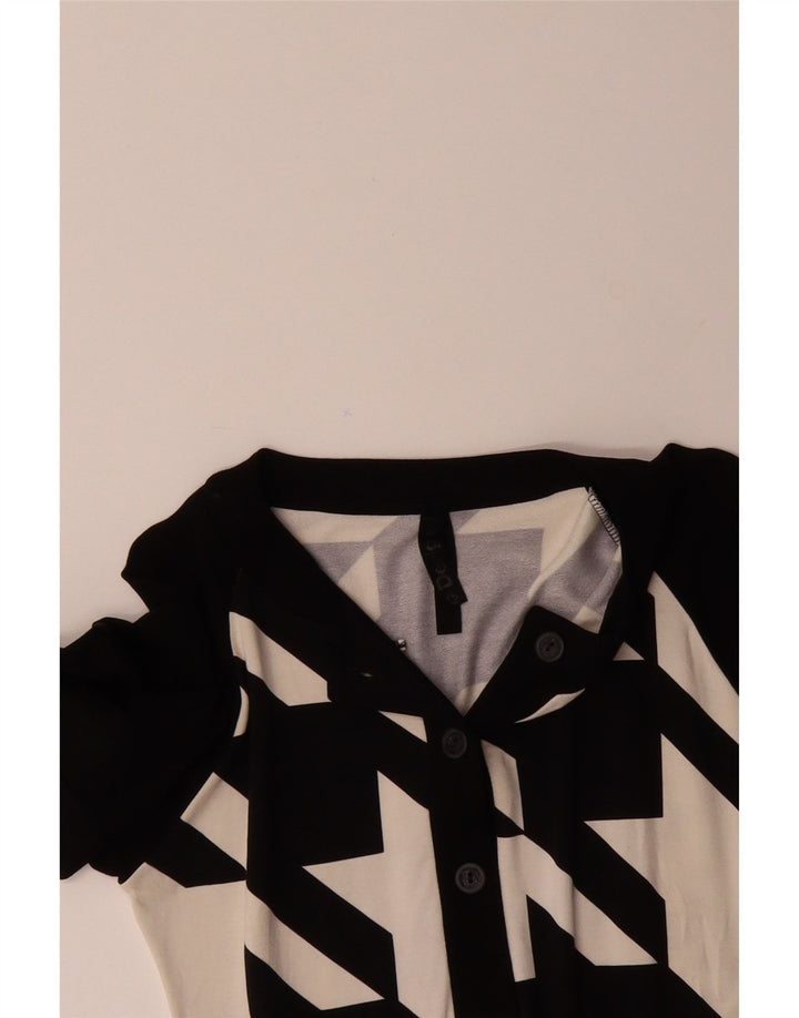 DESIGUAL Womens 3/4 Sleeve Shift Dress UK 10 Small Black Geometric
