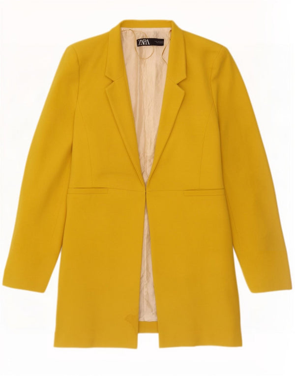 Zara Dame Longline Blazer Jacket UK 18 XL Gul Polyester