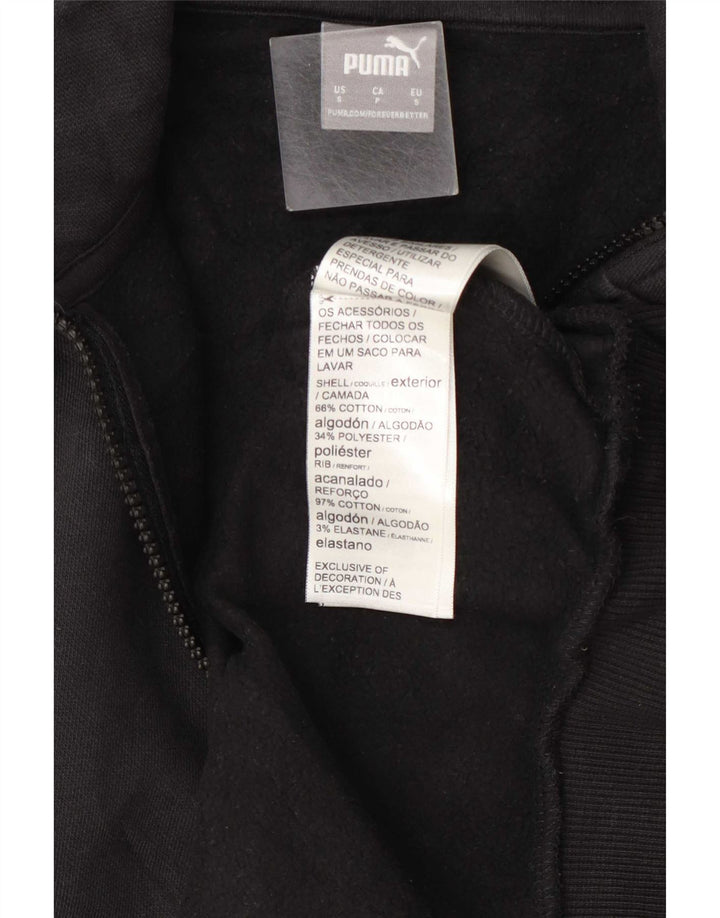Puma Sweatshirt med lynlås til mænd, lille sort bomuld