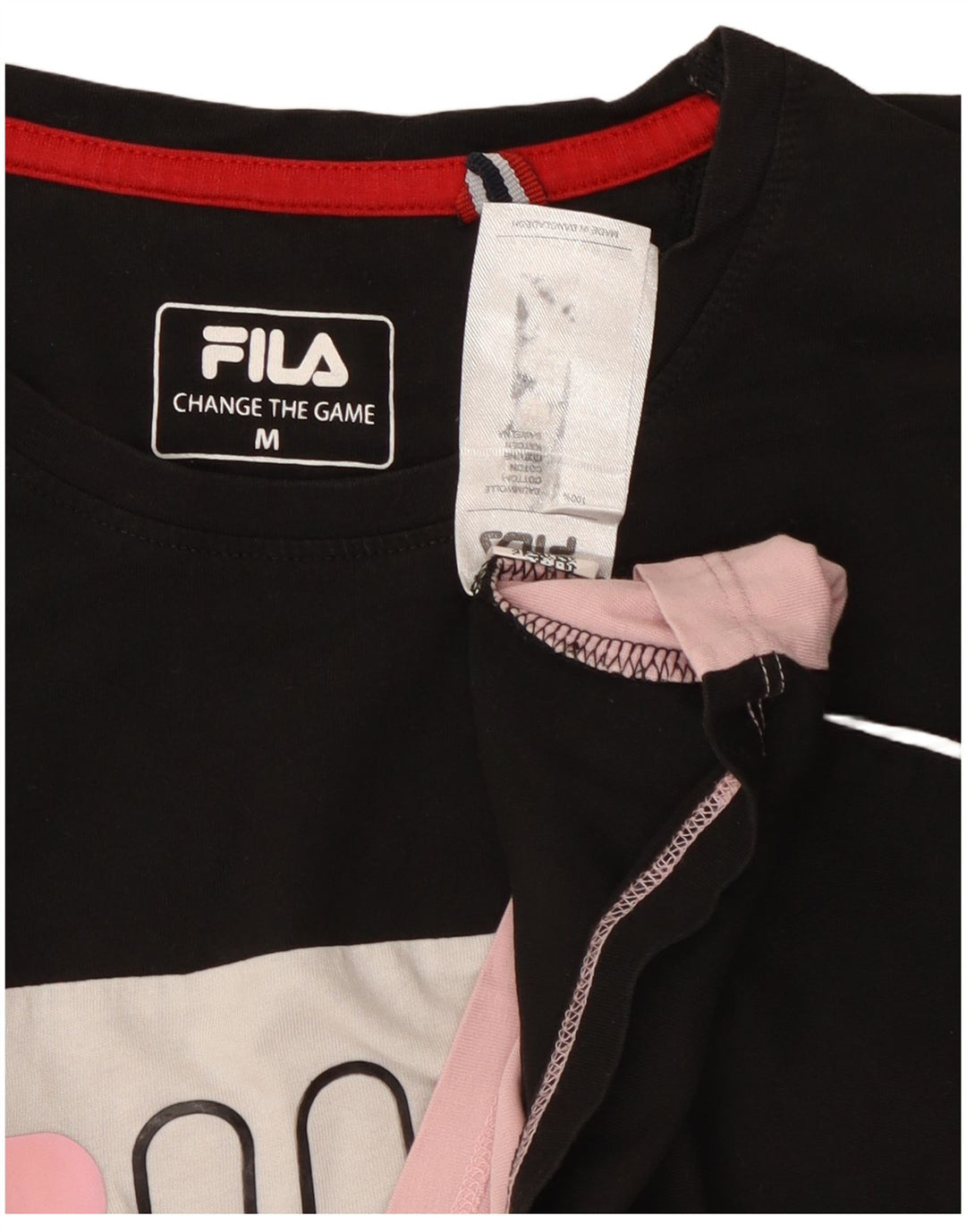 FILA Grafisk T-shirt top til kvinder UK 12 Medium Flerfarvet Colourblock