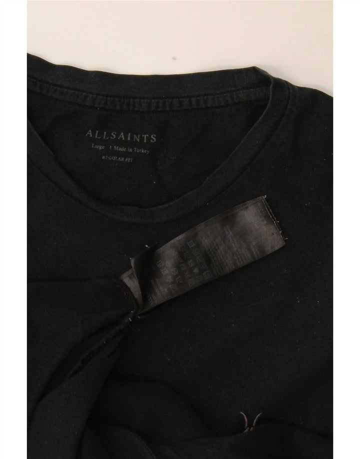 All Saints Herre Regular Fit T-Shirt Top Stor Sort Bomuld