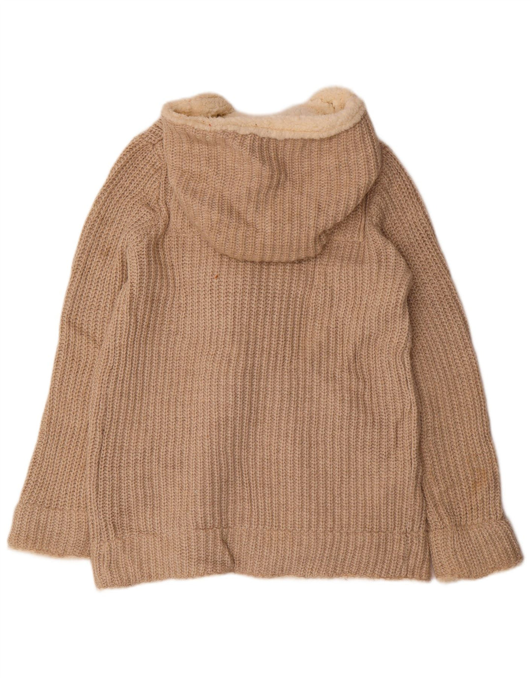 Zara Dame hætte cardigan sweater UK 16 Large Beige Polyester