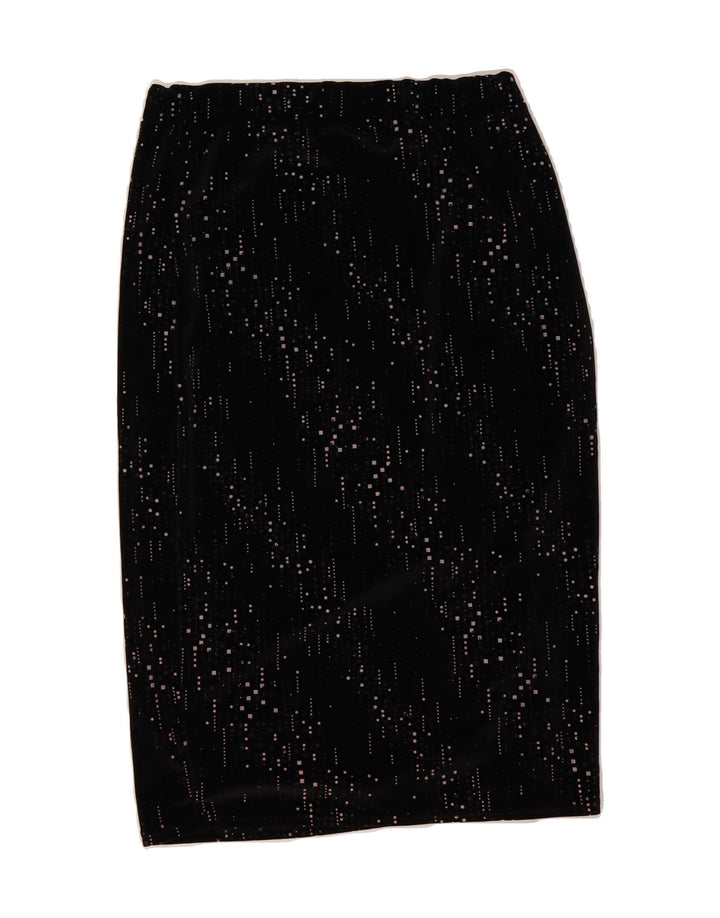 VINTAGE Womens Pencil Skirt UK 12 Medium W30  Black Geometric Polyester Vintage Vintage and Second-Hand Vintage from Messina Hembry 