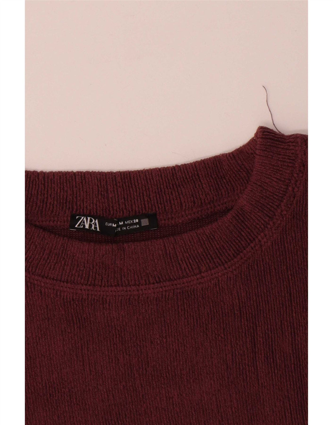 Zara Dame Top Langærmet UK 14 Medium Burgundy Polyester