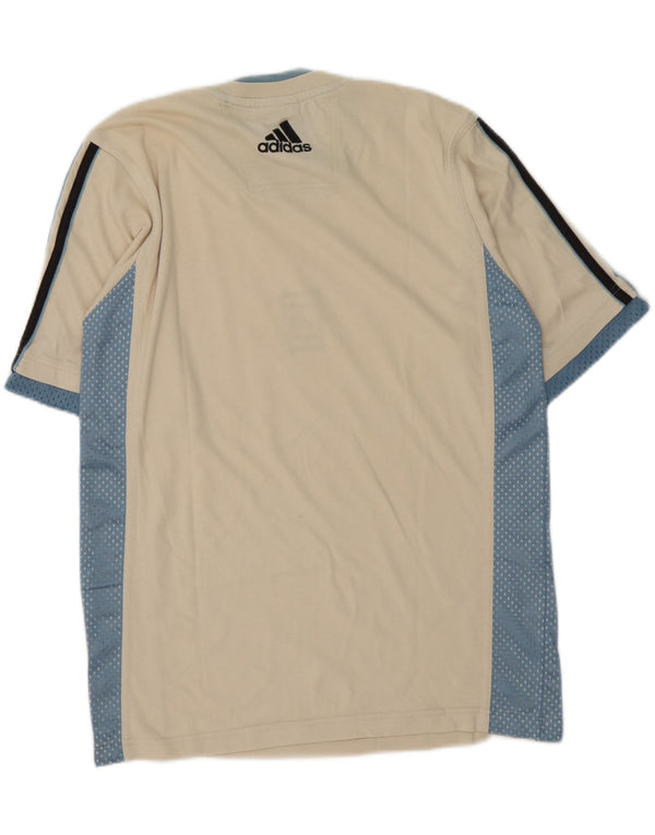 Adidas Herre grafisk T-shirt Top UK 34/36 Small Beige Colourblock Sports