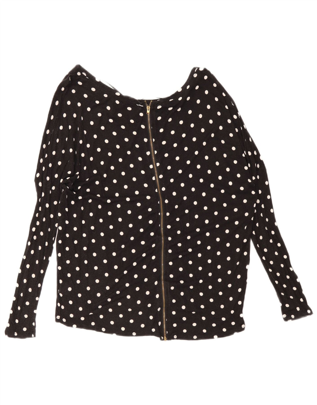 Zara Dame Oversized Cardigan Top UK 10 Small Black Polka Dot Viscose