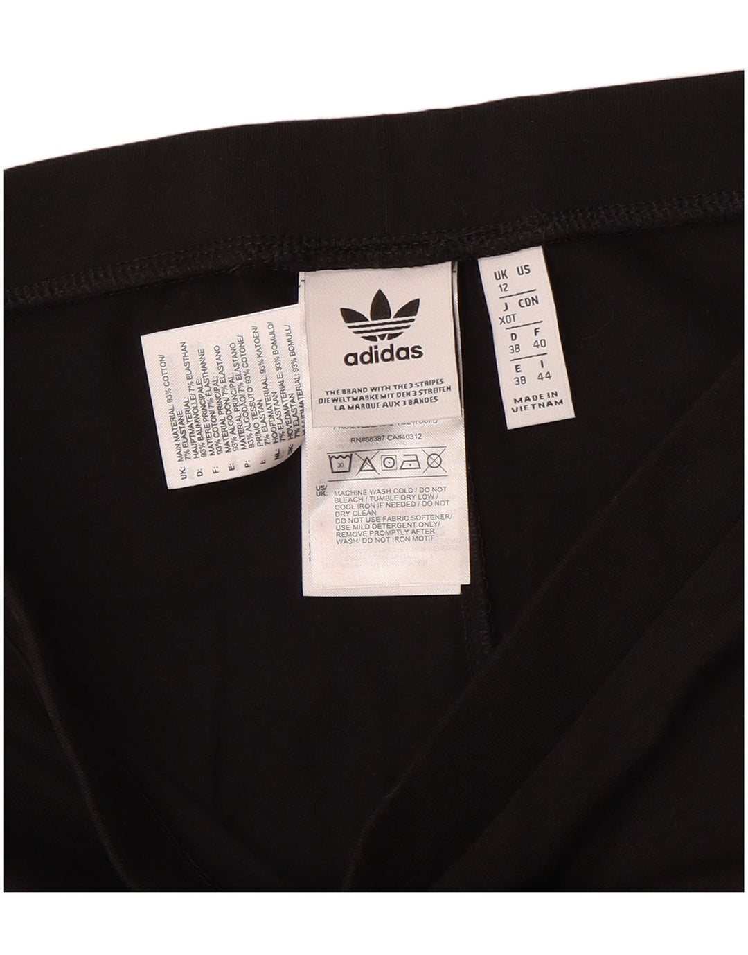 Adidas Dame Leggings UK 12 Medium Sort Bomuld