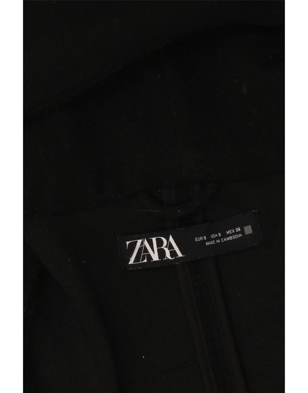 Zara Dame Hætte Oversized Overfrakke UK 10 Lille Sort