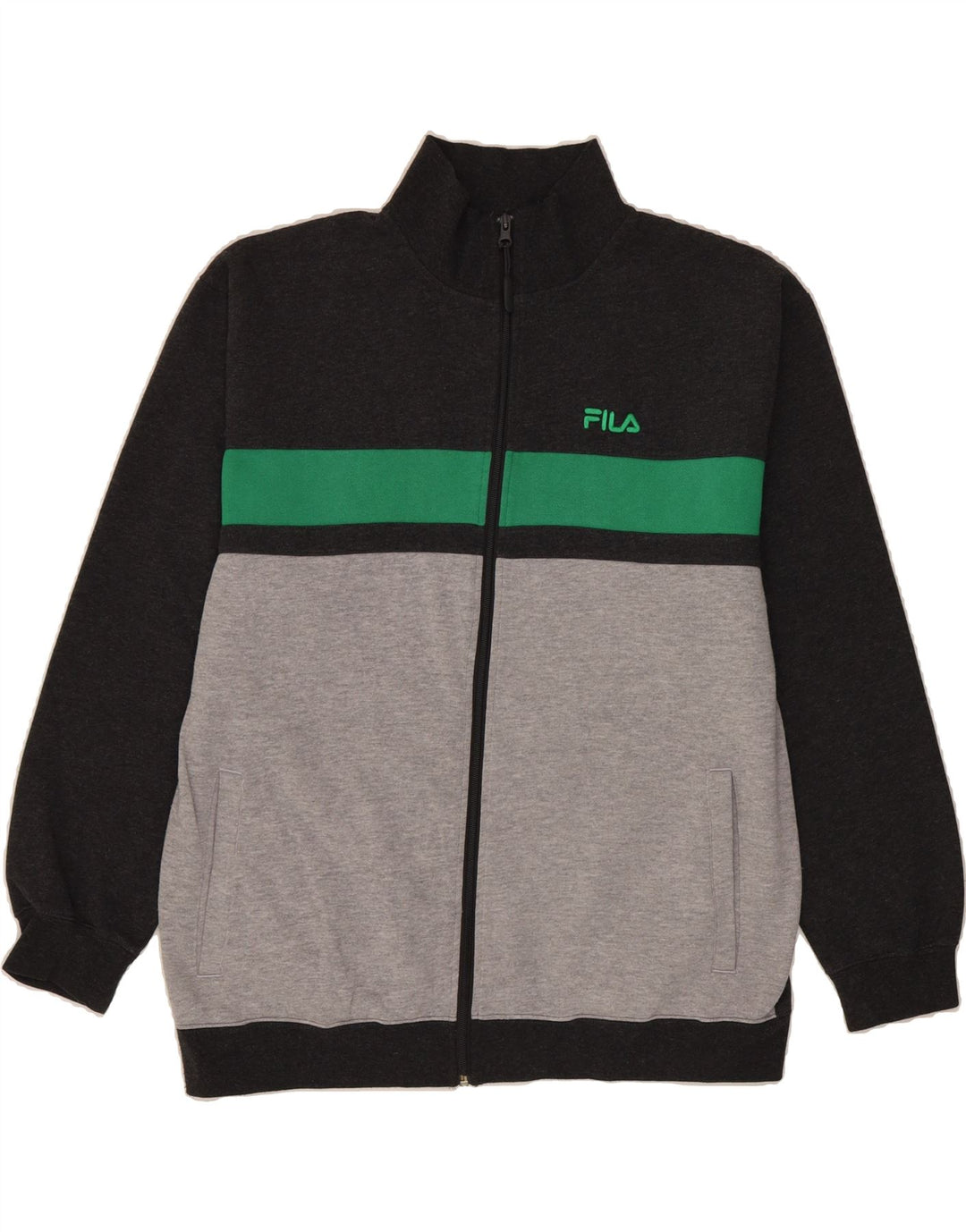 FILA Womens Tracksuit Top Jacket UK 16 Large Grey Colourblock Vintage Fila and Second-Hand Fila from Messina Hembry 