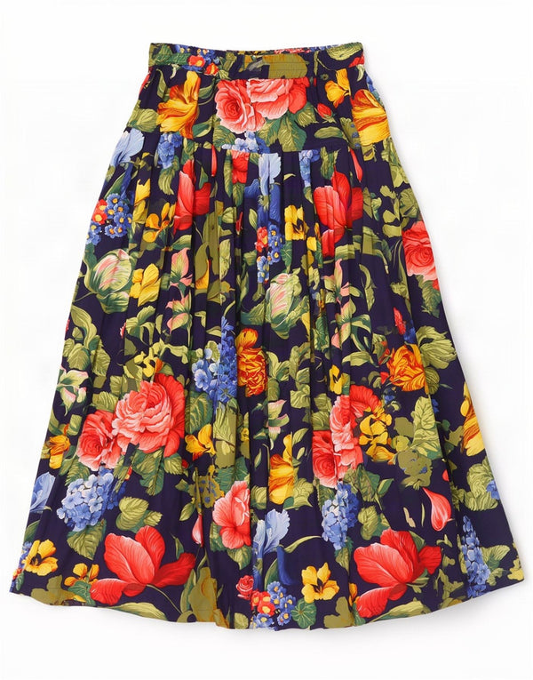 Oilily Womens Pleated Maxi Skirt Large W30 Multicoloured Floral Viscose