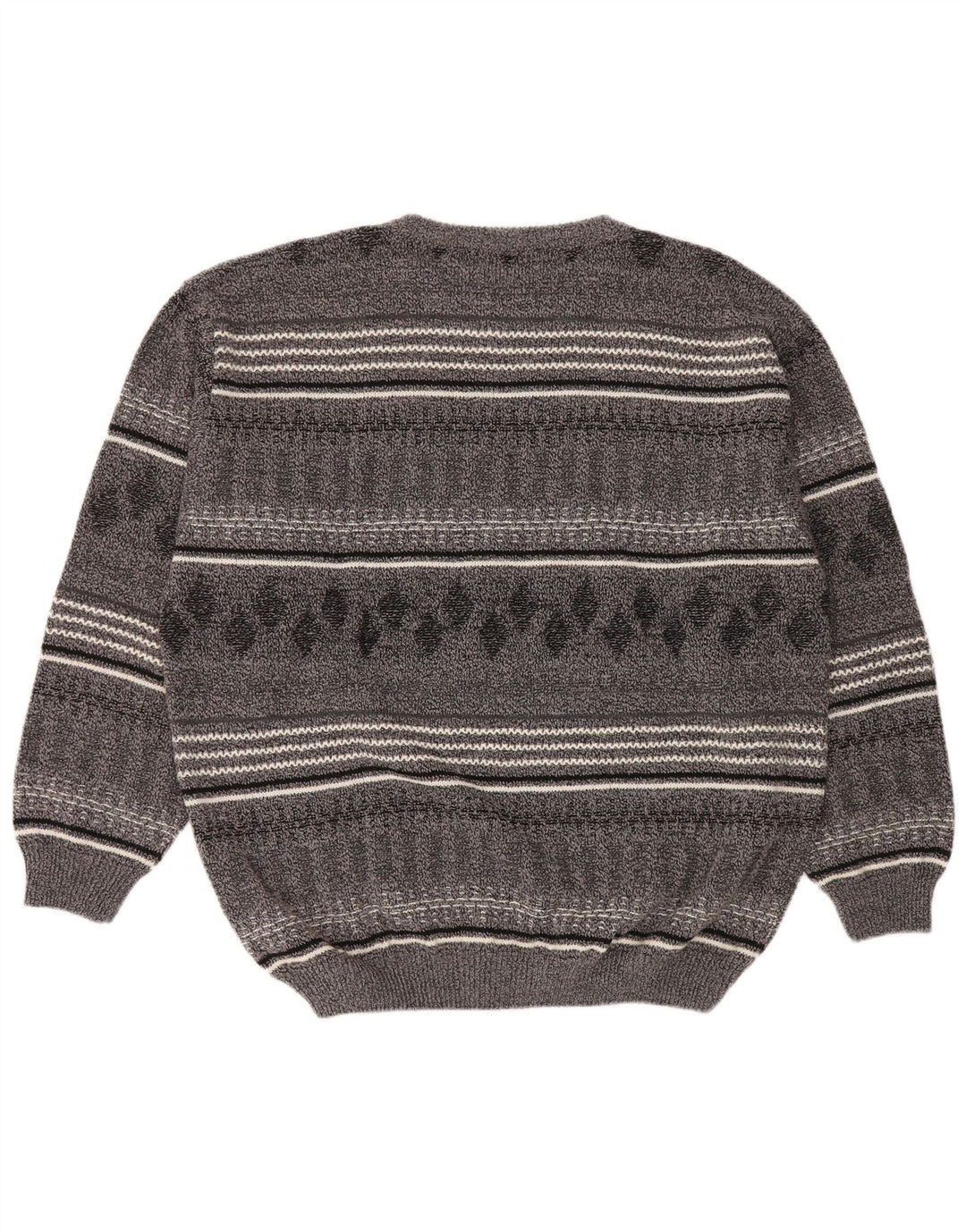 Malagrida Herre Boat Neck Jumper Sweater 2XL Grå Stribet Uld