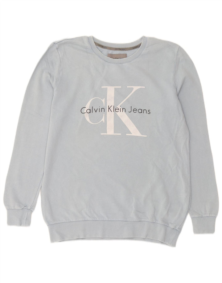 Calvin Klein Jeans Herre Grafisk Sweatshirt Jumper Lille Blå Bomuld