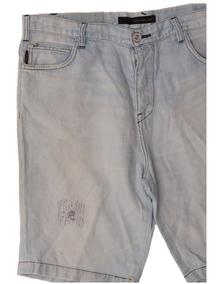 Calvin Klein Herre Distressed Denim Shorts W36 Large Blue