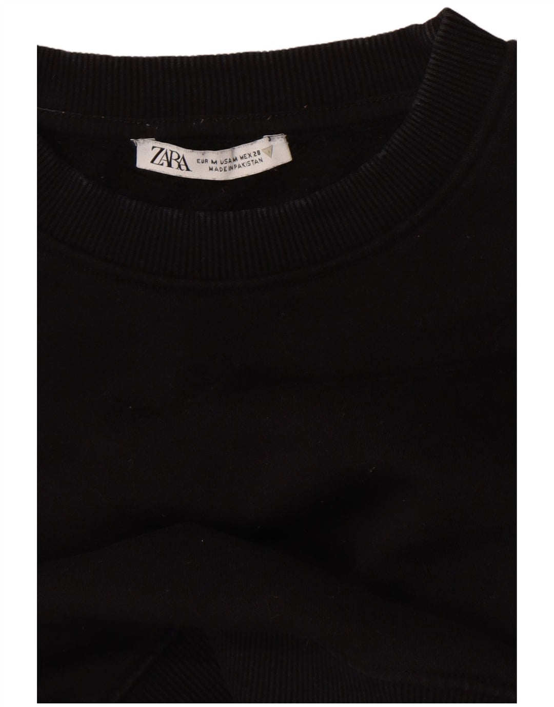 Zara Womens Loose Fit Crop Sweatshirt Jumper UK 14 Medium Black