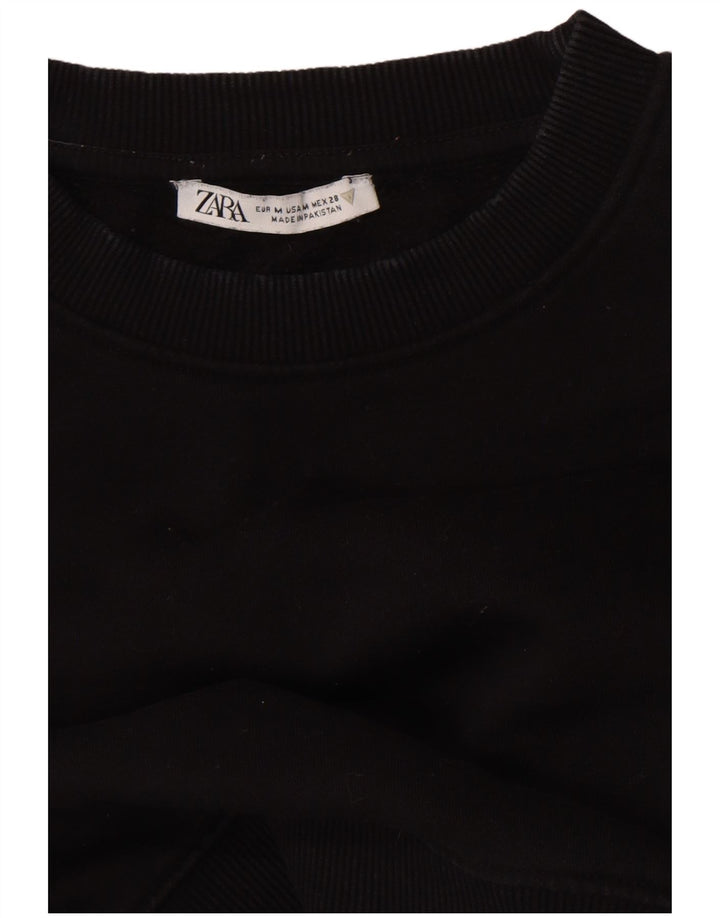 Zara Womens Loose Fit Crop Sweatshirt Jumper UK 14 Medium Black