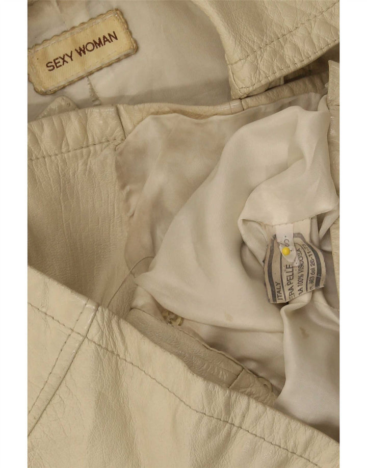 Vintage læderjakke til kvinder UK 10 Small Beige