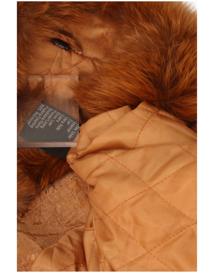 Vintage dame 3/4 ærmet ruskindsfrakke One Size brunt læder