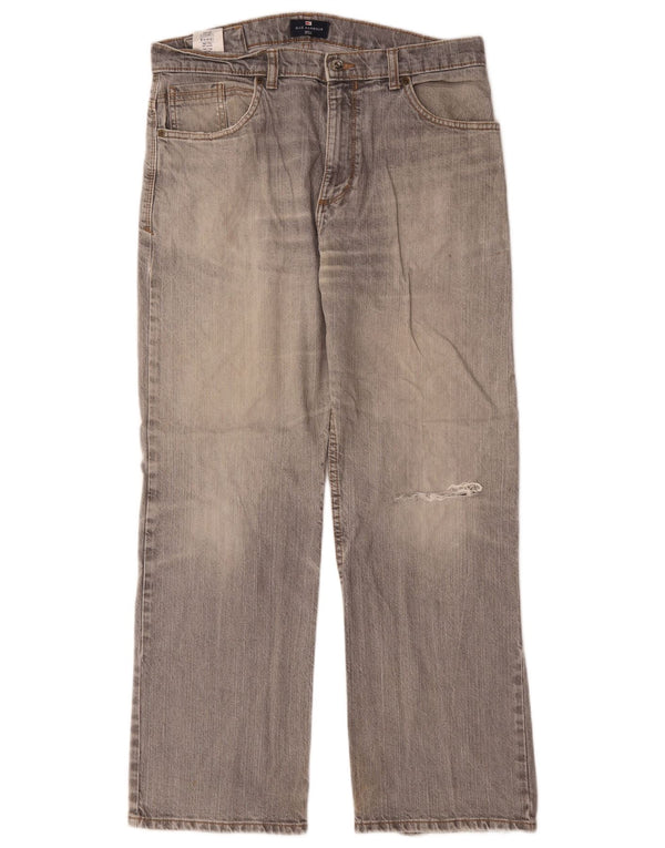 Marks & Spencer Herre Blue Harbor Straight Jeans W34 L29 Grå Bomuld