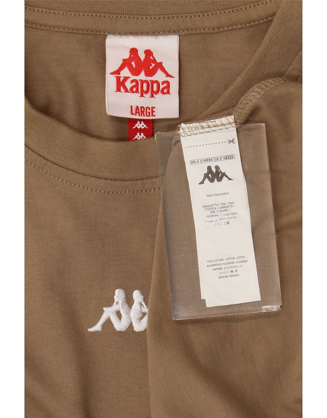 Kappa Herre T-Shirt Top Stor Brun Bomuld