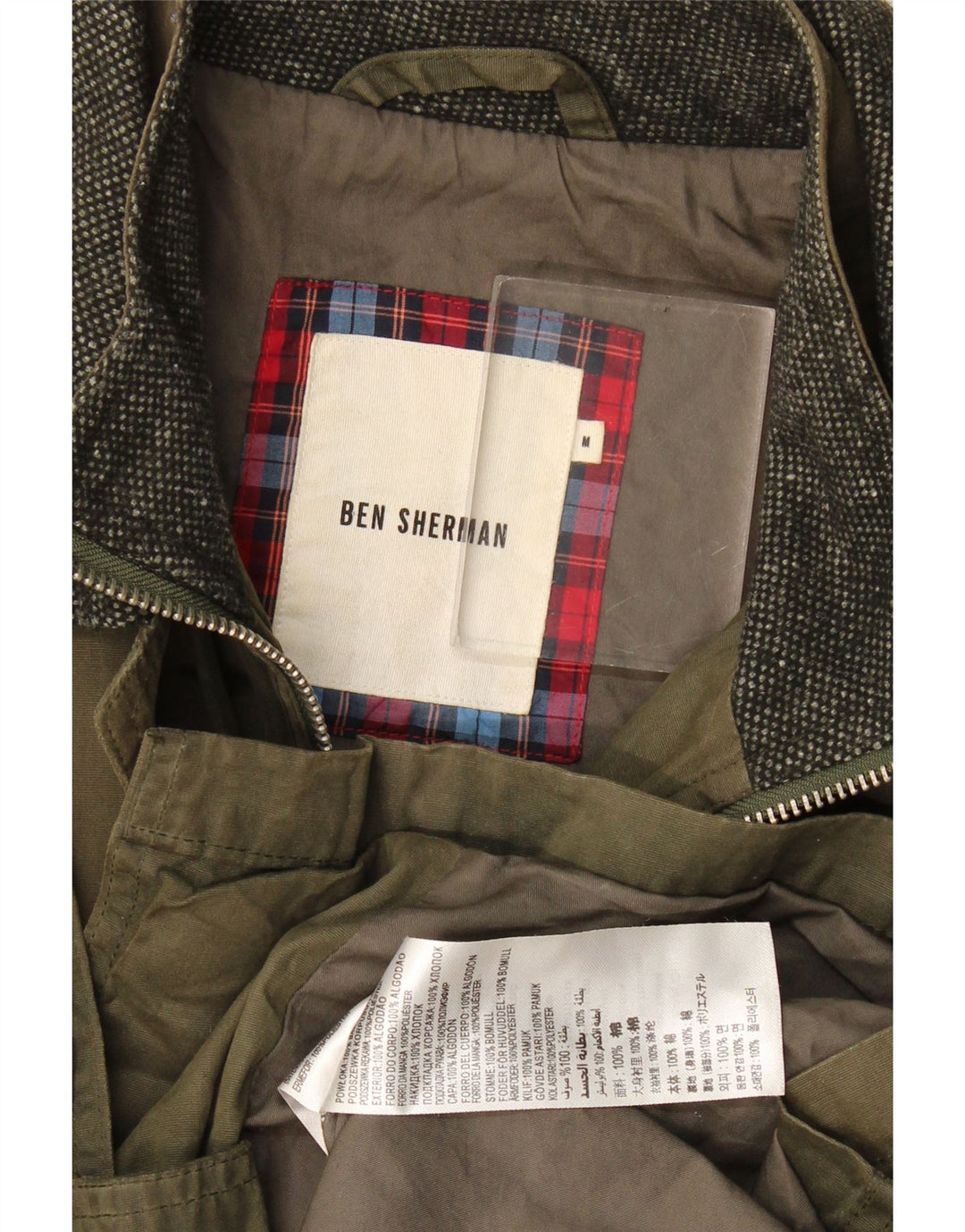 Ben Sherman Herre vokset bomuldsjakke UK 38 Medium Khaki Bomuld