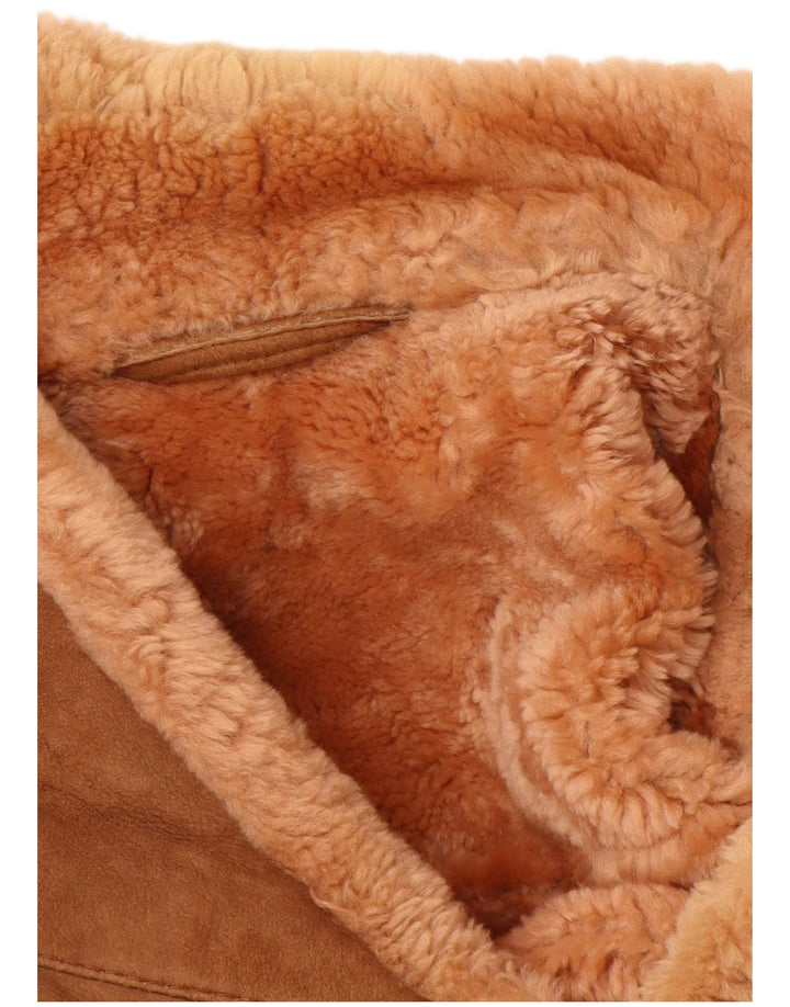 VINTAGE Herre Duffle Shearling Jacket UK 40 Large Brown