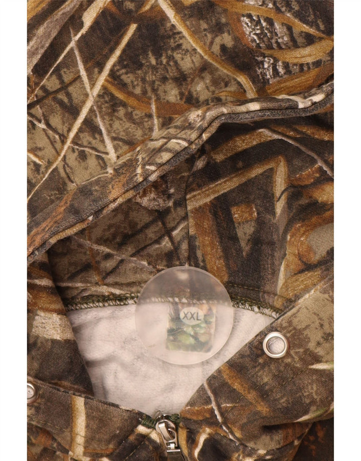 VINTAGE Hættetrøje med lynlås til mænd 2XL Brun Camouflage Polyester