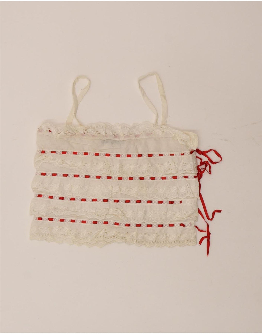 Lorena'O Dame Crop Cami Top IT 40 Lille hvid stribet bomuld