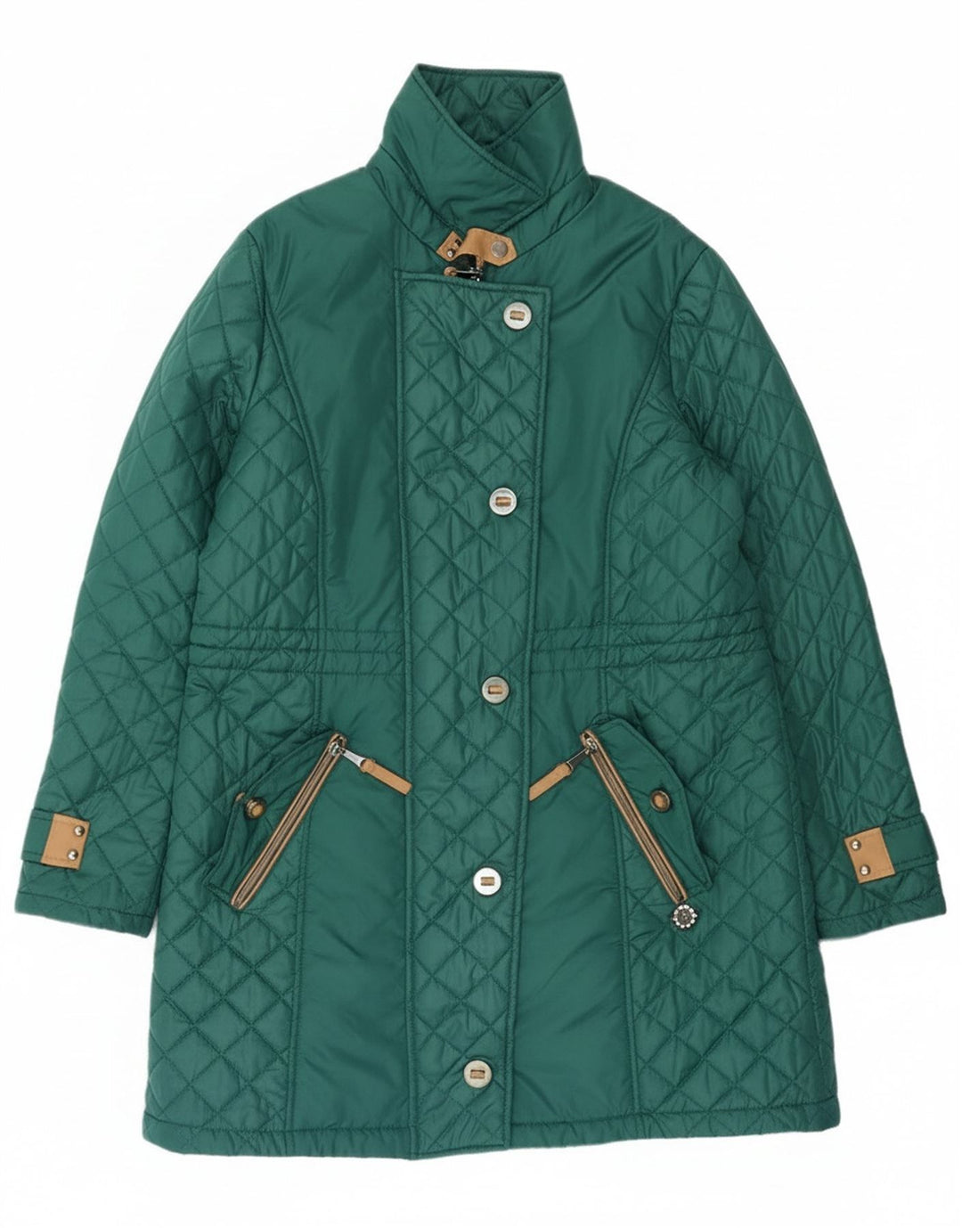 Paco Boutique Dame Quiltet Windbreaker Coat UK 16 Large Green Polyester