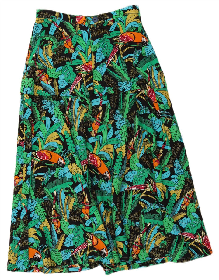 Vintage Kvinders 2-delt nederdel Sæt Medium W26 Grøn Floral Hawaiian