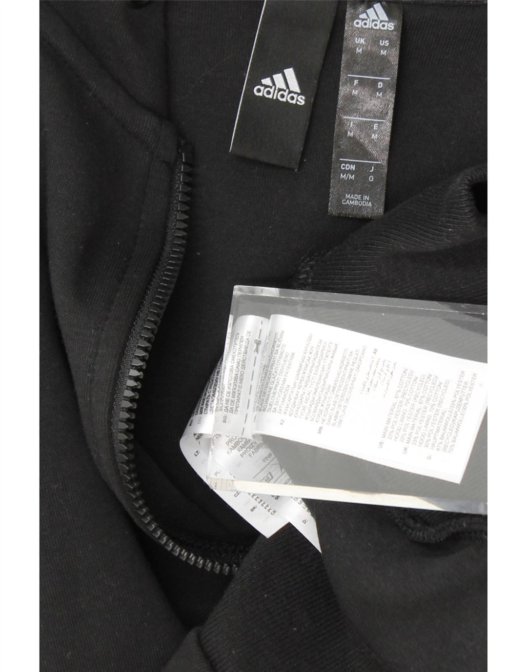 ADIDAS Mens Zip Hoodie Sweater Medium Black Cotton Vintage Adidas and Second-Hand Adidas from Messina Hembry 