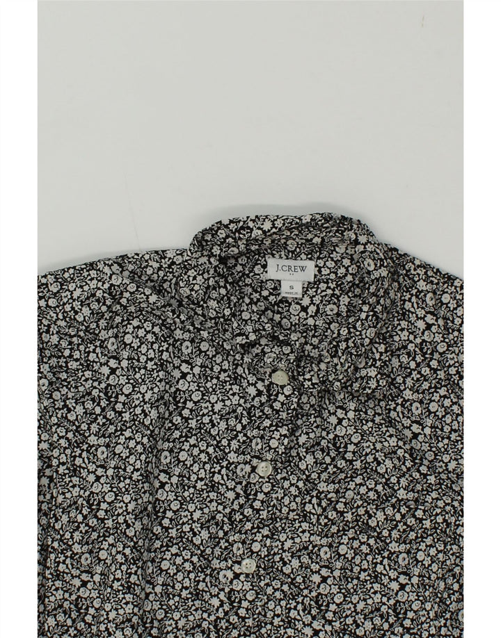 J. CREW Womens Shirt UK 10 Small Grey Floral Cotton Vintage J. Crew and Second-Hand J. Crew from Messina Hembry 