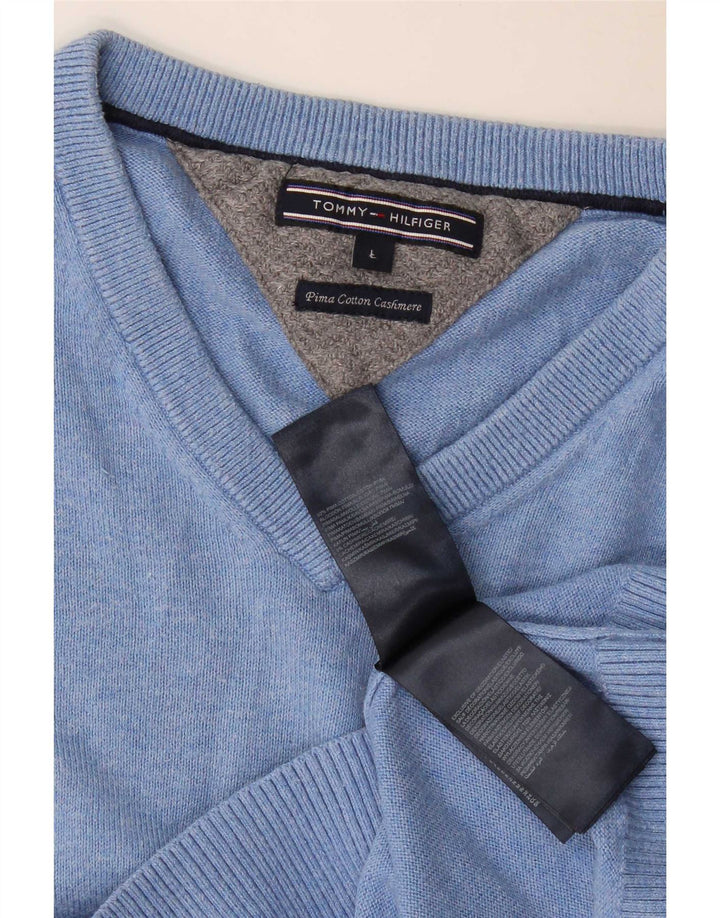 Tommy Hilfiger Herre V-hals sweater Stor Blå Bomuld