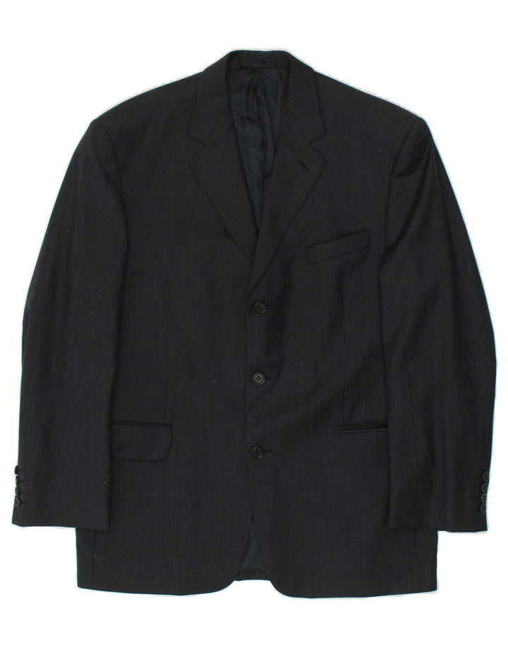 JAEGER Mens 3 Button Blazer Jacket IT 50 Large Navy Blue Wool Vintage Jaeger and Second-Hand Jaeger from Messina Hembry 