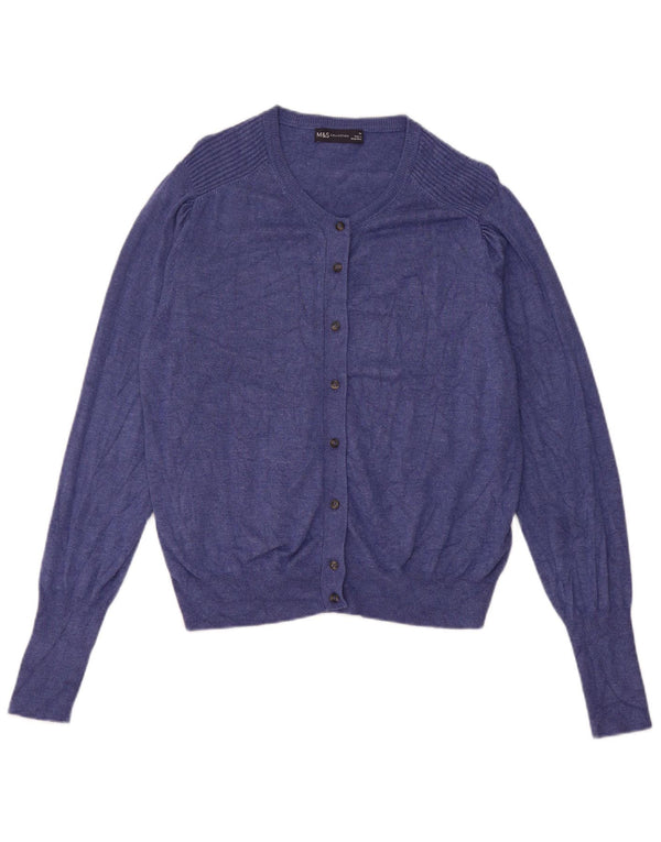 Marks & Spencer dame cardigan sweater UK 14 Medium Blue Viscose
