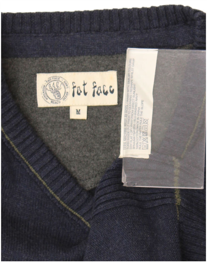 Fat Face Herre V-hals sweater Medium Marineblå Bomuld