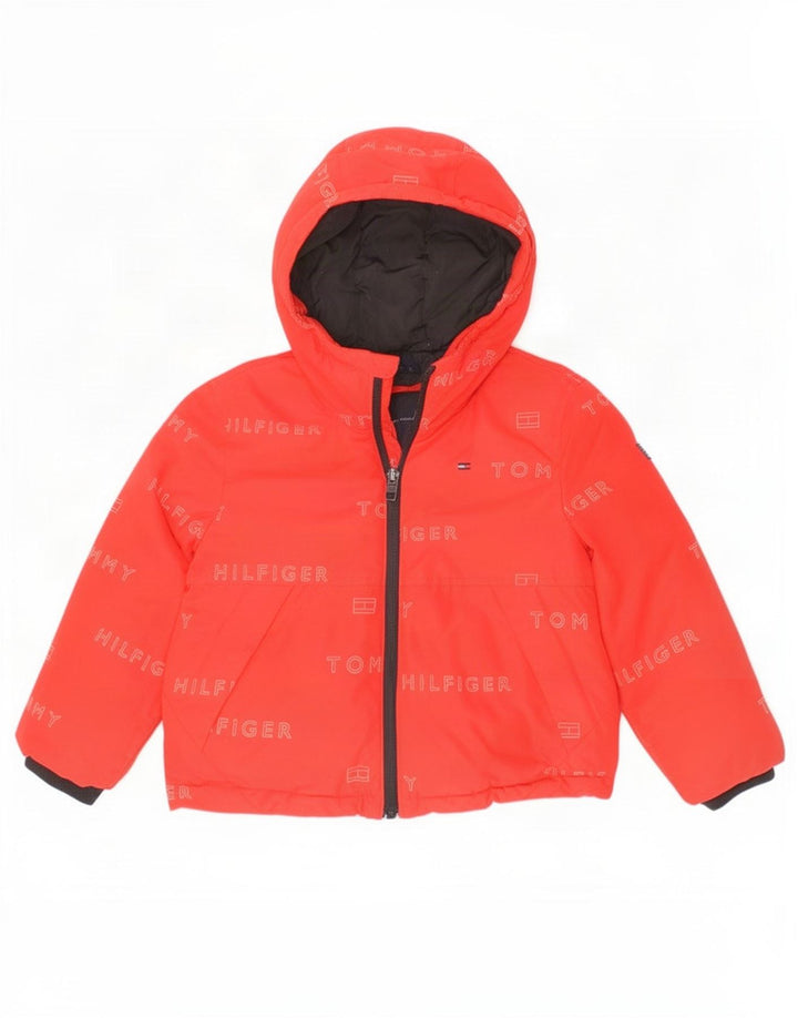 Tommy Hilfiger drenge grafisk polstret hættejakke 3-4 år rød polyester