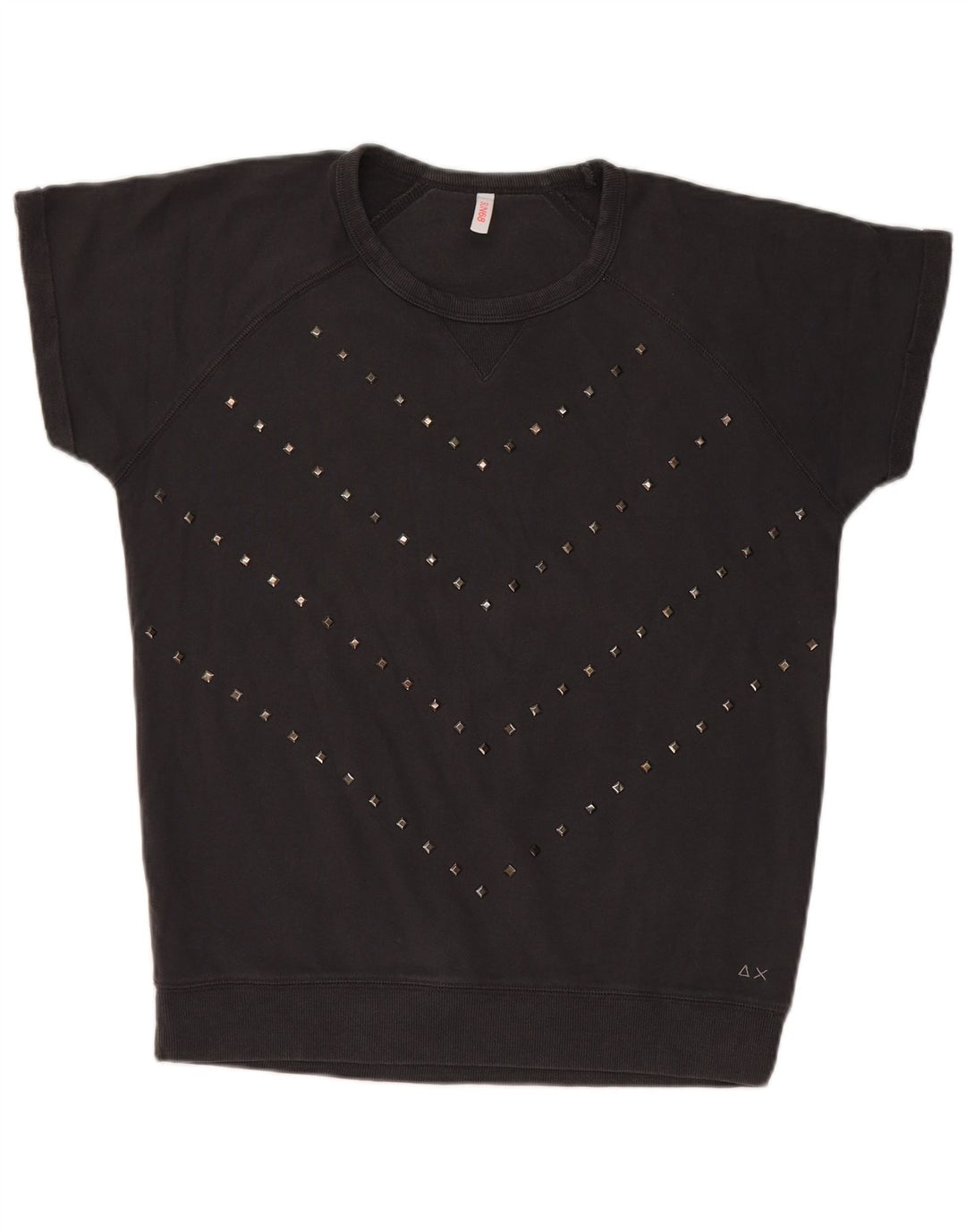 Sun68 Dame Kortærmet Sweatshirt Jumper UK 14 Medium Sort Bomuld