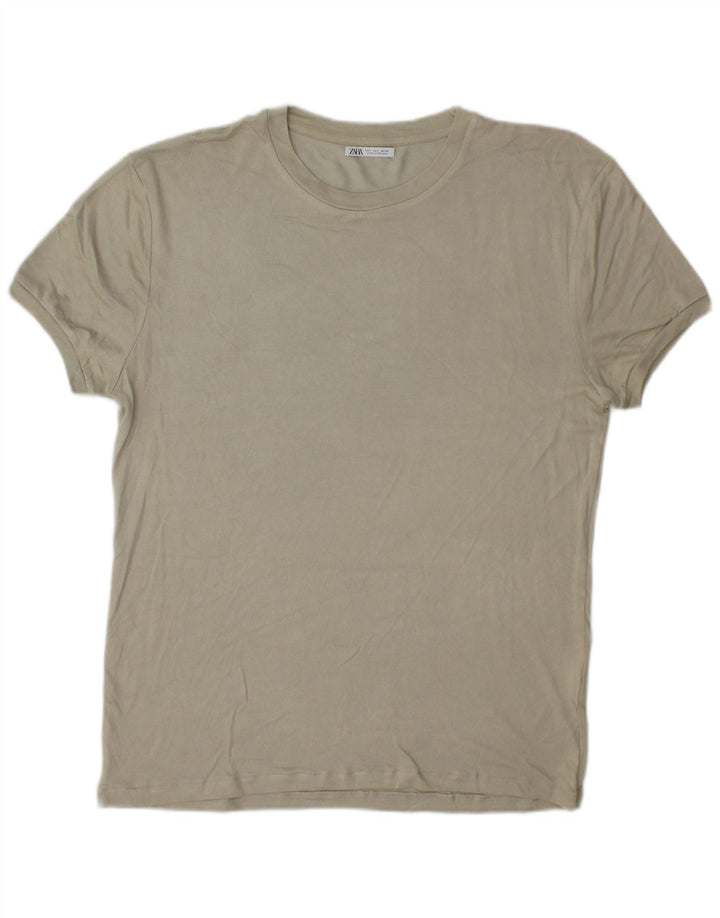 Zara Herre T-Shirt Top Stor Grå Viscose