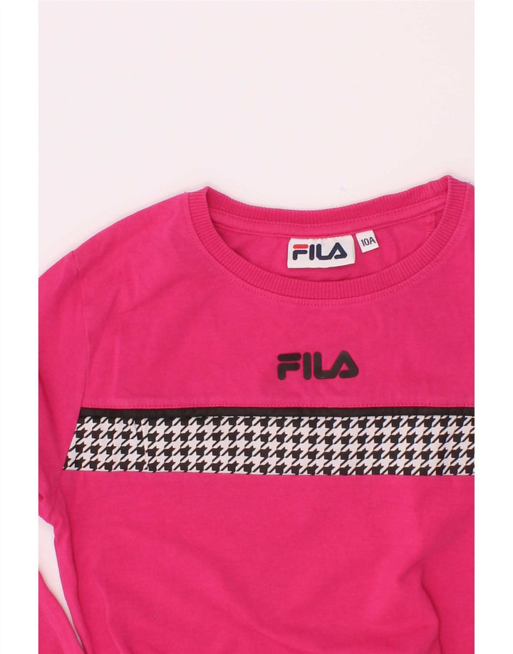 Fila Girl Top Langærmet 9-10 år Pink Houndstooth
